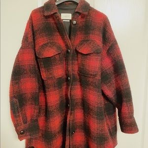 Isabel Marant Etoile red plaid shirt jacket